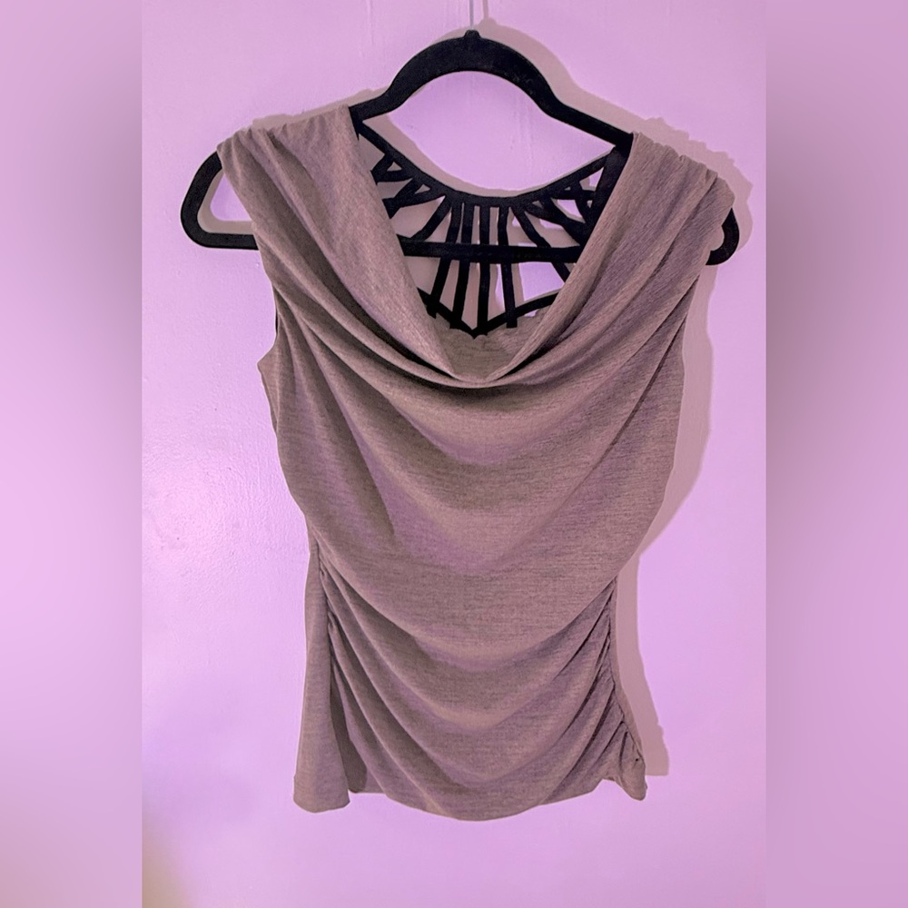 BCX Gray Tank Top with Intricate Back Detail